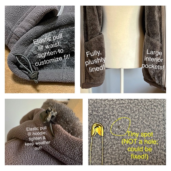 FLEECE ZIP JACKET HOODIE WOMEN’S M GRAY by OUTDOORMASTER Water & Stain Resistant - Picture 6 of 12